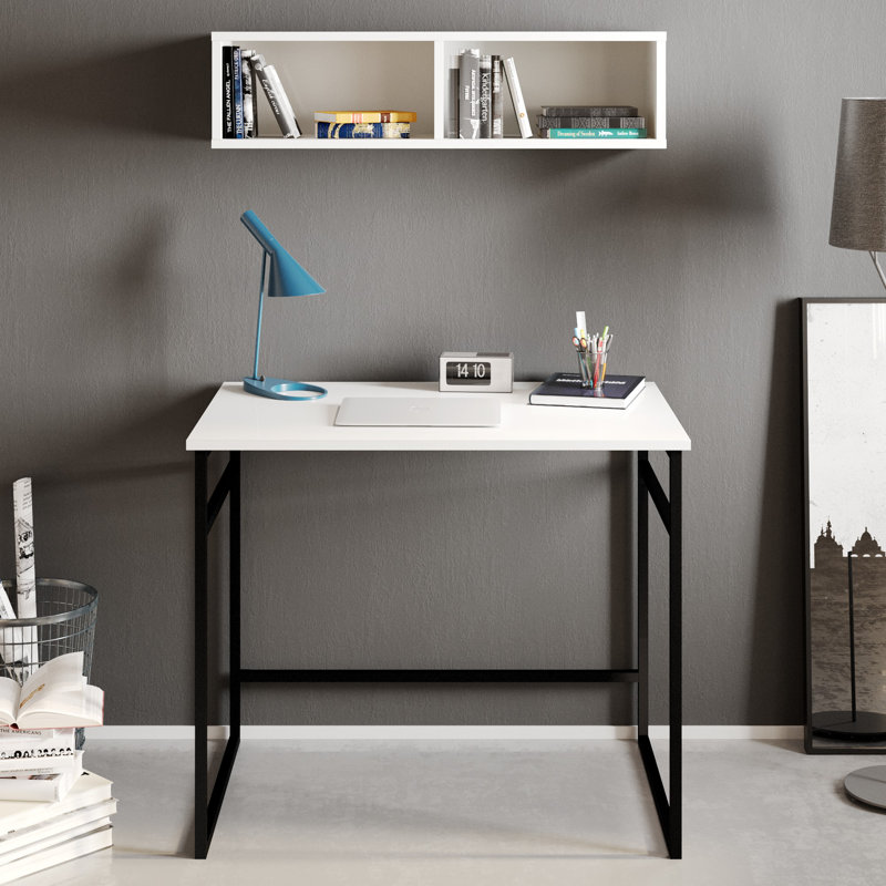Mcleay Metal Base Writing Desk, White/Black