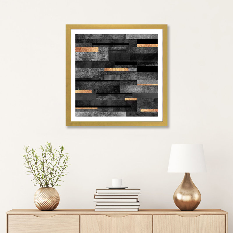 «Urban Urban And Gold» par Elisabeth Fredriksson - reproduction imprimée, Papier doré, H 24 po x l 24 po x p 1 po