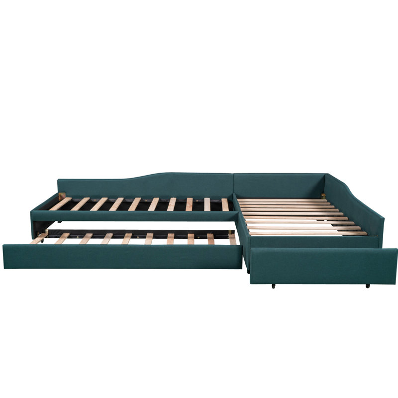 Upholstered Twin Size Daybed With Trundle And Drawer In - Versatile Bed For Various Rooms Storage Multipurpose Use Guest Home Offices