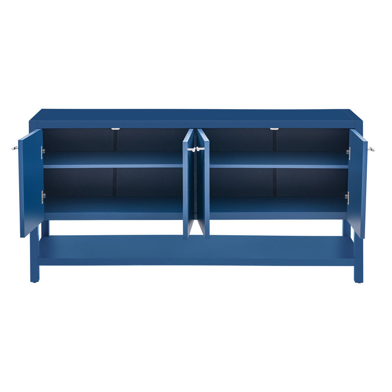 Versatile Entryway Console Table With Spacious Storage And Decorative Shelf Four Doors Interior For Efficient