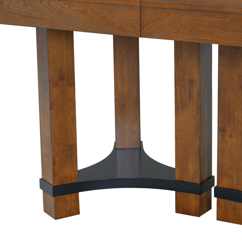 7 - Piece Extendable Trestle Dining Set, Brown/Gray