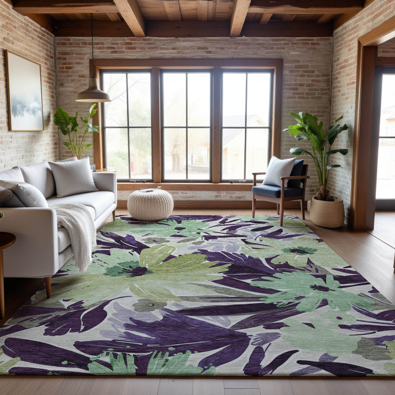 Premium Machine Washable Elize AMF1481 Floral Rug, Rectangle 2'6" x 3'10"
