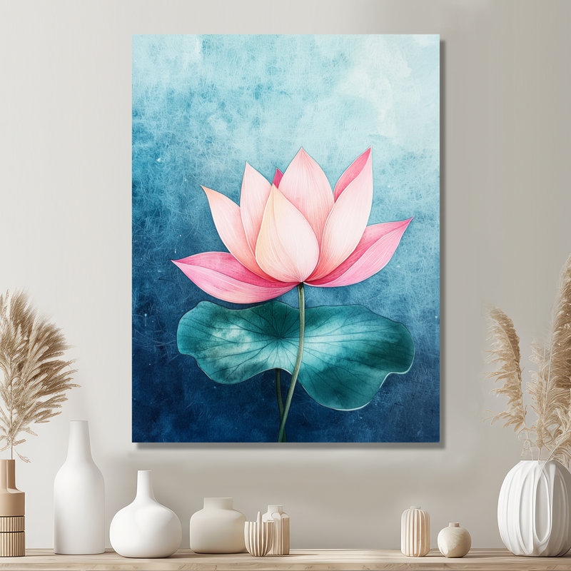 Harmonie de lotus rose dans l'étang II, H 44 po x l 34 po x P 0,84 po