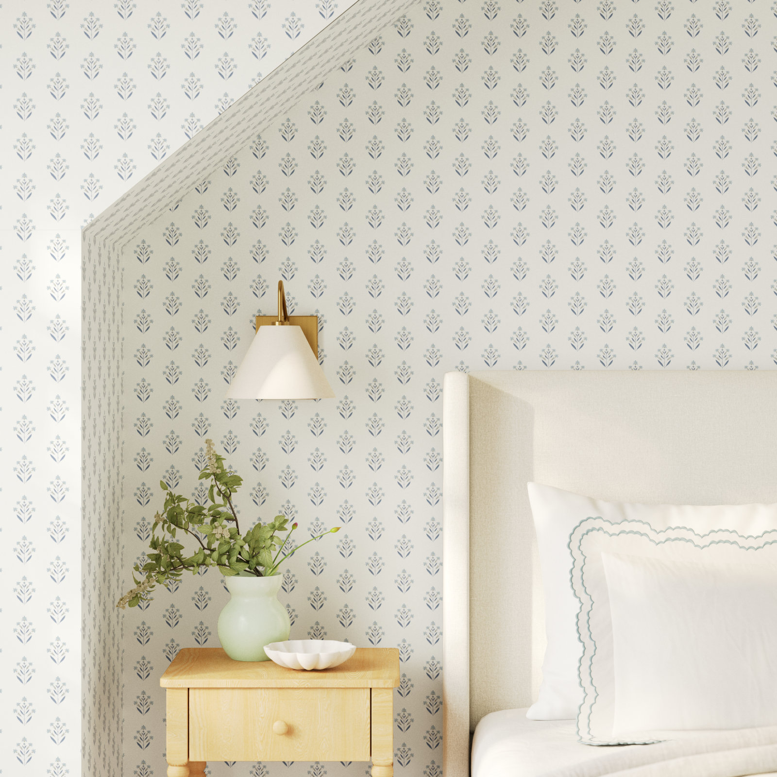 Tenny Prepasted Floral Wallpaper, Blue