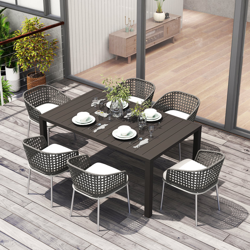 Domi Patio Outdoor Metal Dining Table, 29.53” H x 38.11” W x 62.44” D