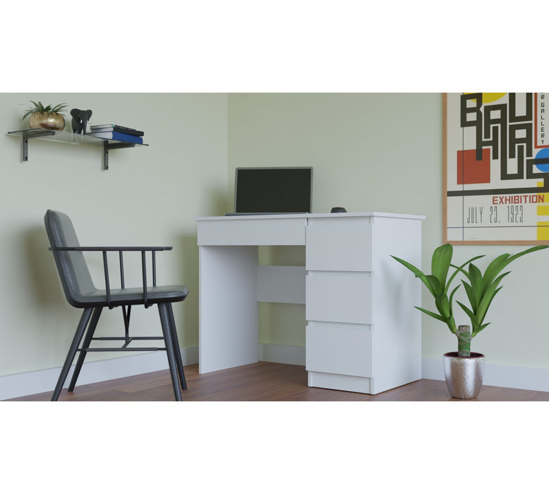 Eufelia Computer Desk, White, Right