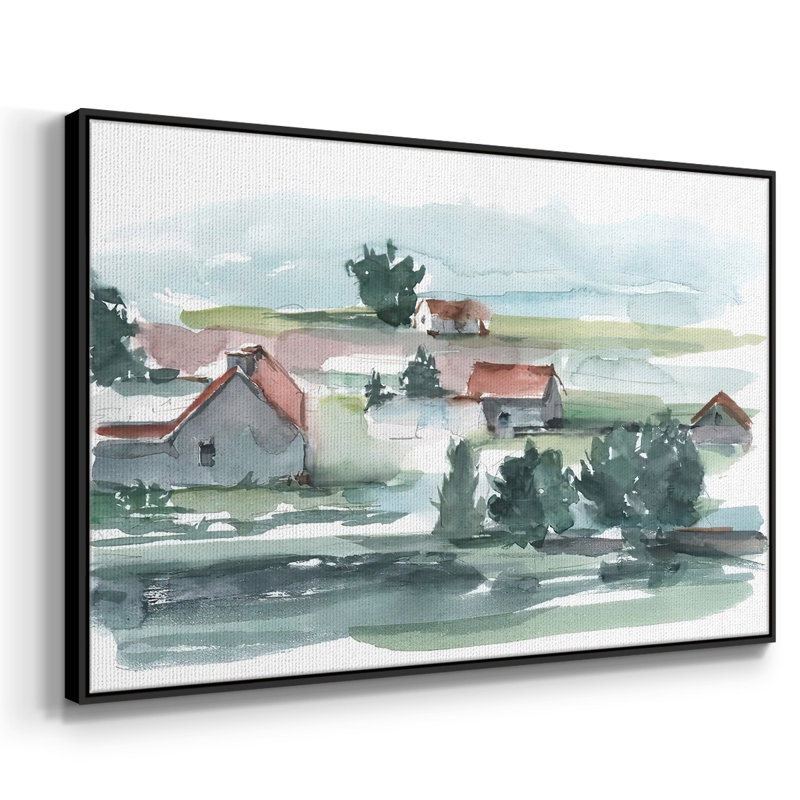 Valley Farm II, reproduction d'art sur toile, H 25 po x l 37 po x P 2 po, Cadre noir