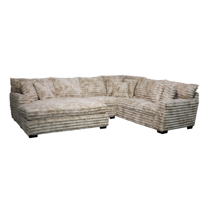 Gus Sectional with Cuddler, Tan Polyester Blend