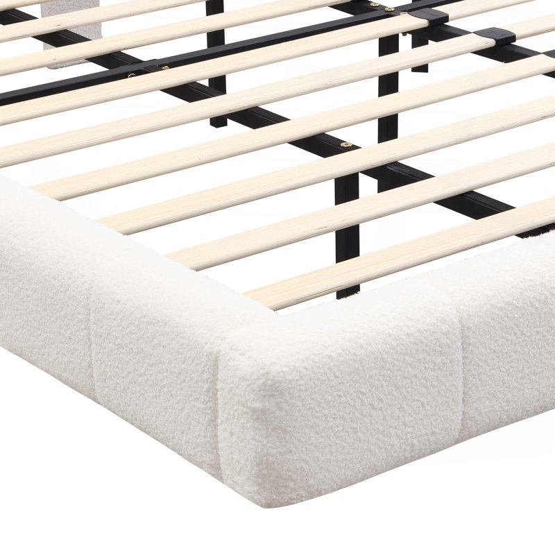 Floating Bed With Light,Upholstered Bed, King
