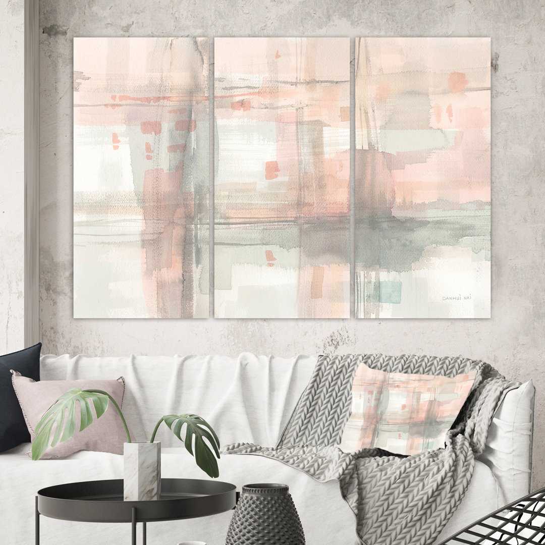 " Intersect II Gray " by Designart 3 - Pieces East Urban Home 