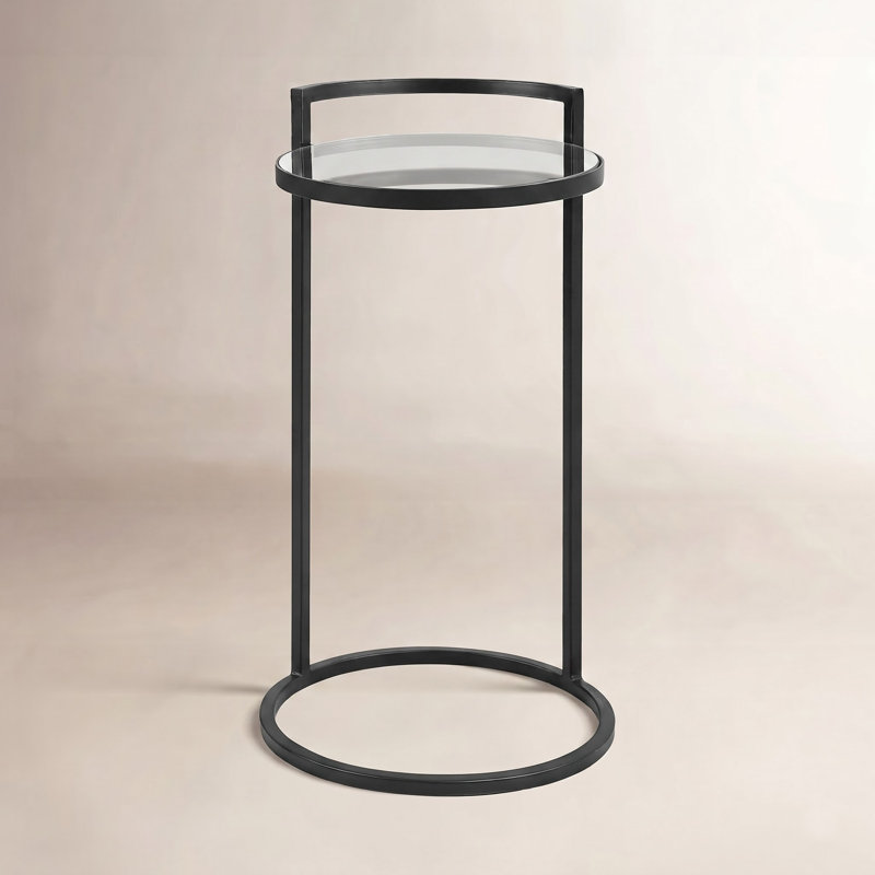 Adreille Mirrored Glass Tray Top End Table