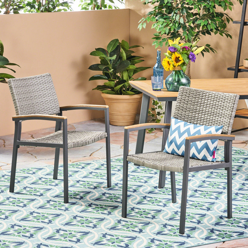 Élément de patio gris - chaise de salle à manger moderne en maille confortable