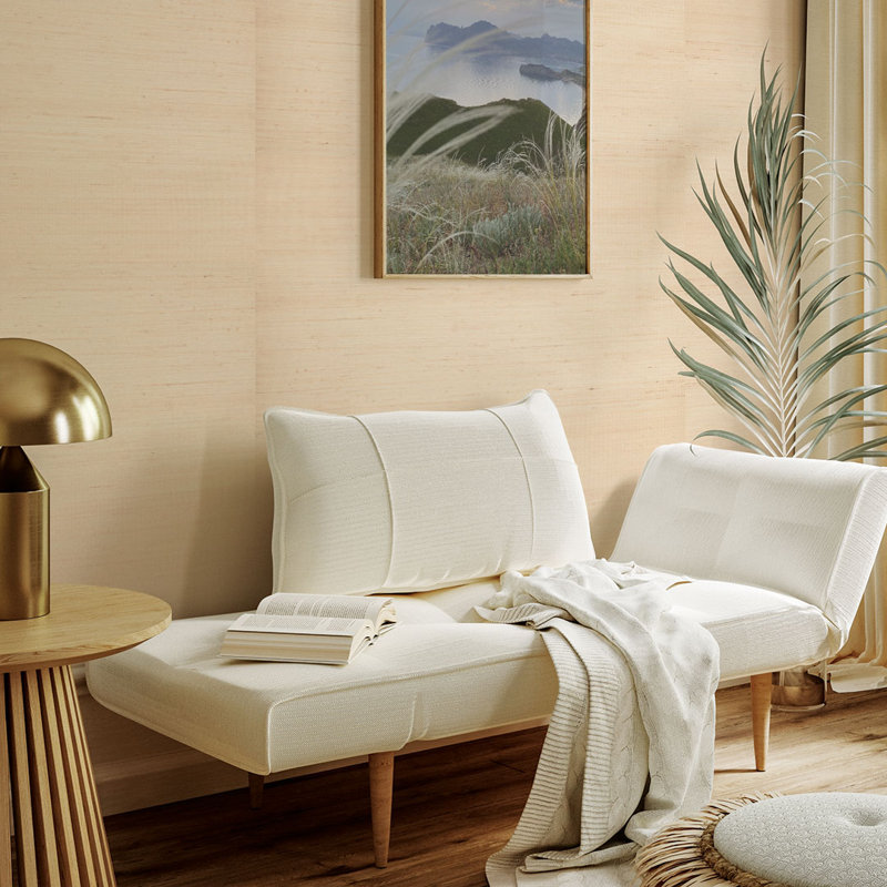 Sisal Monochromatic Authentic Grasscloth Wallpaper, Natural Light
