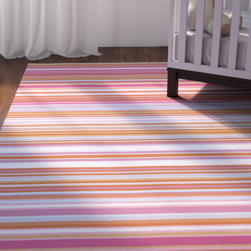 Tapis rose / orange / menthe en laine tissé à la main Benedetti, Rectangle 9 pi x 13 pi