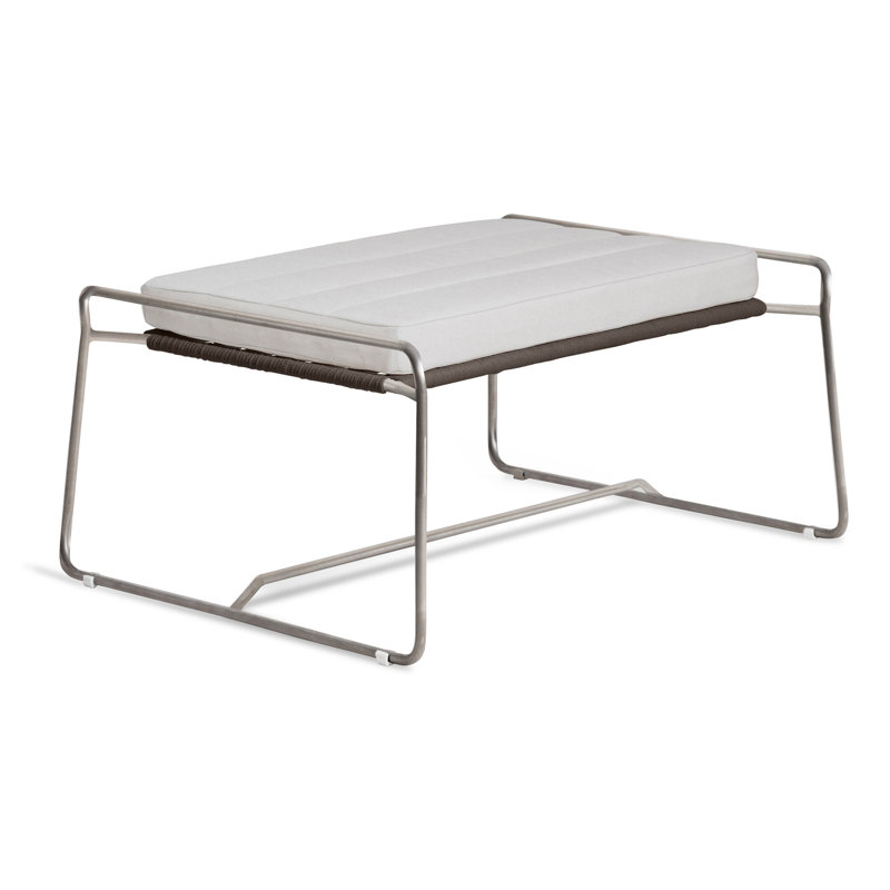 Sandur Outdoor Ottoman, Canvas Natural Sunbrella Canvas, Taupe Rope/Stainless Steel Frame