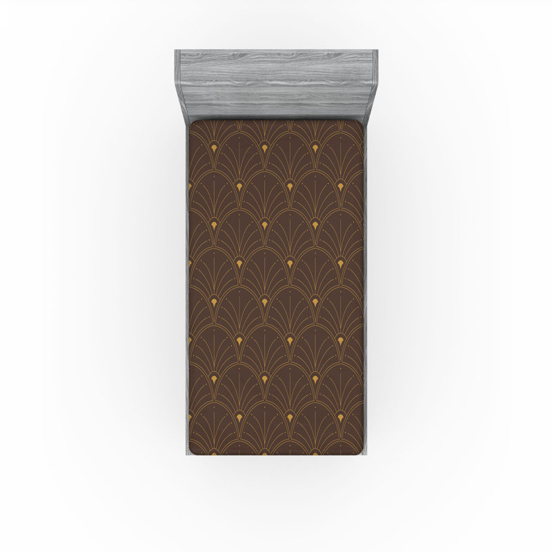  Drap-housse géométrique, Drap-housse de taille simple, Dark Brown Sand Brown