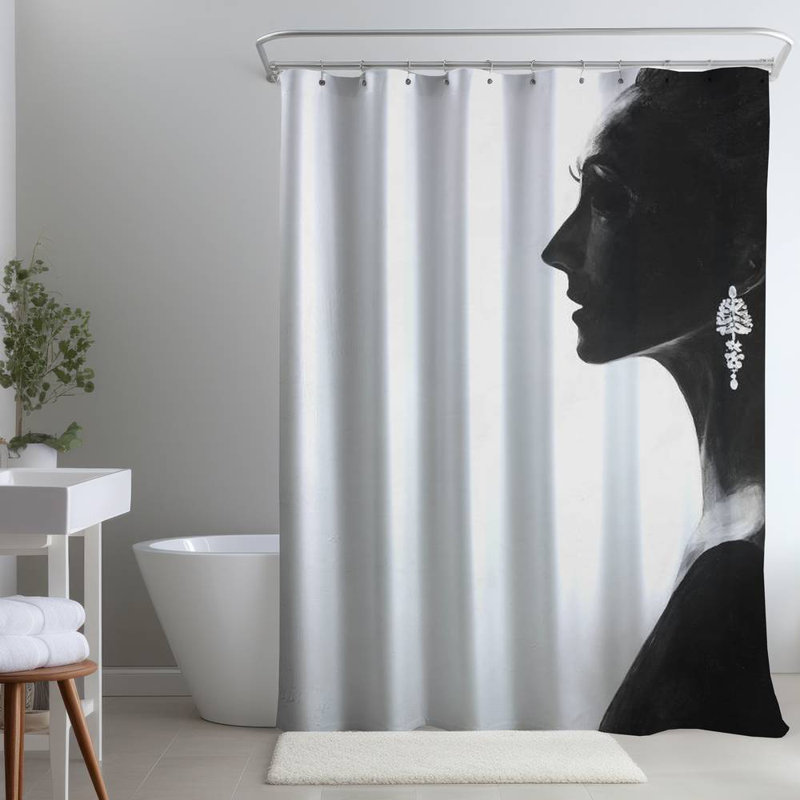 Shower Curtain FI23 – Polyester Shower Curtain, Dye Sublimation Print, 71" W × 74" L