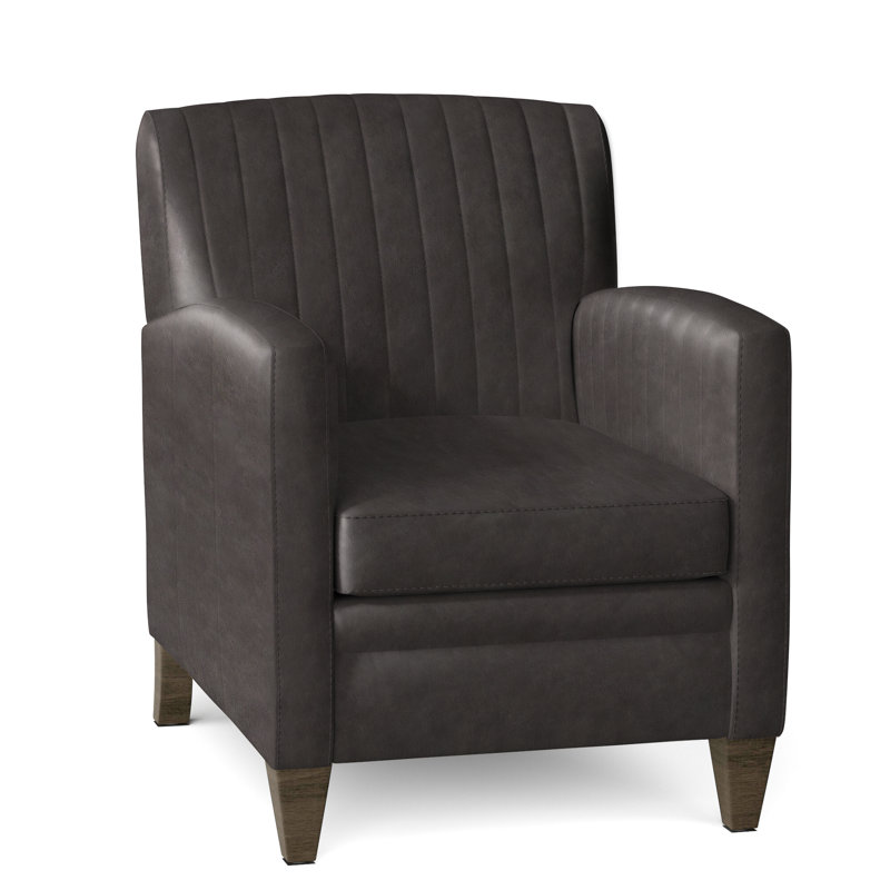 Barnabus Leather Club Chair, Aline Fumo Genuine Leather, Cobblestone