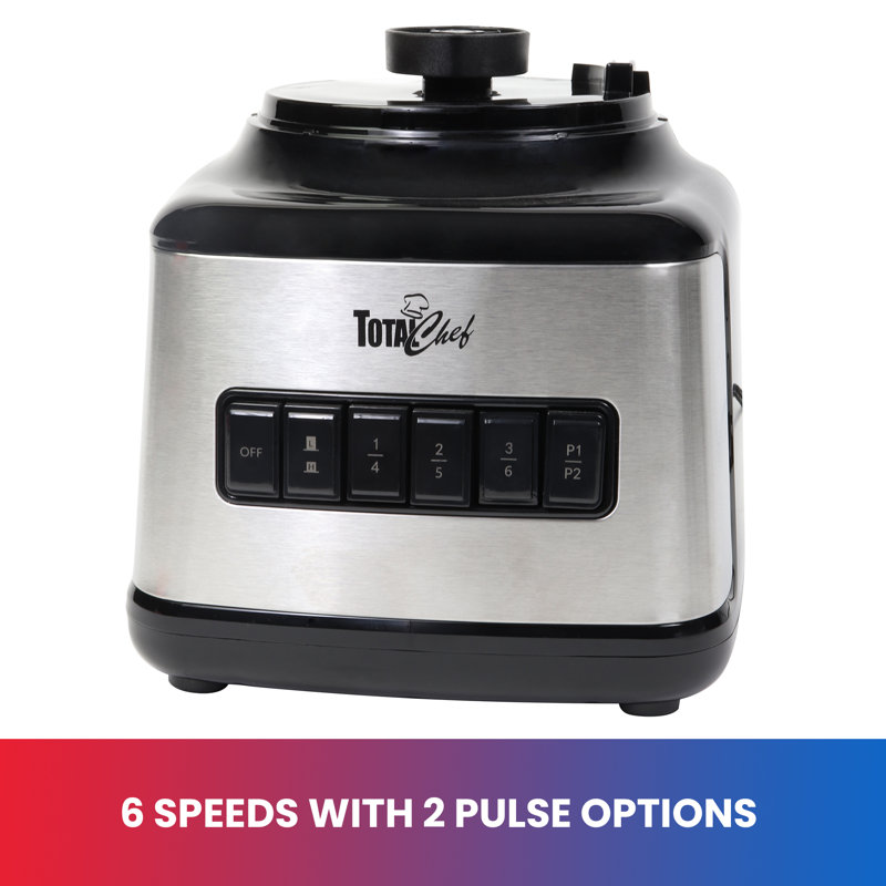 Total Chef 51 Oz Countertop Blender with 6 Speed & 2 Pulse Options For Smoothies, Shakes, Ice and Dips