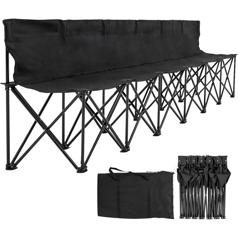 Portable Folding Bench 6 Seat Soccer Benches For Team, Sideline Bench Camping Chairs For Football Camp Sport Events Outdoor Seating With Carry Bag