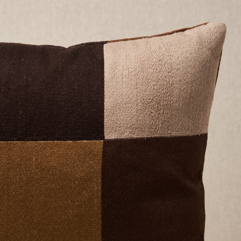 Schumacher x David Kaihoi Embroidered Tile Fabric, Strong Neutral