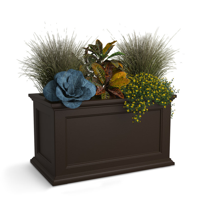 Jardinière en résine avec réservoir d'eau 20 po x 36 po Anastasiya, Espresso