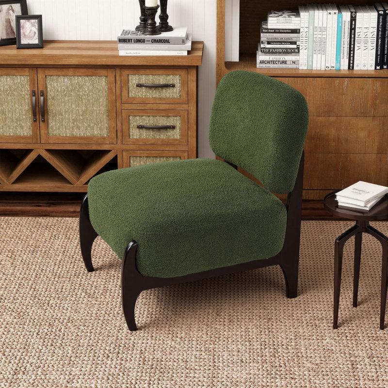 Méridienne moderne de 25,5 po avec structure en bois massif (table non incluse), Vert