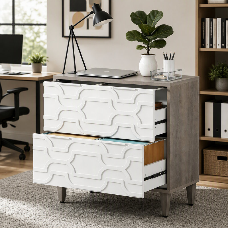 Classeur à 2 tiroirs avec rangement spacieux, conception élégante et fabrication durable pour la maison ou le bureau
