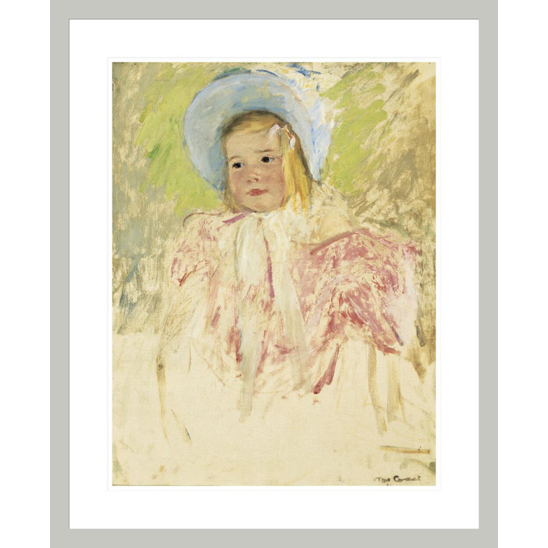 «Simone in a Blue Bonnet (No. 1)» par Mary Cassatt, impression giclée encadrée, H 28,77 po x l 23,5 po