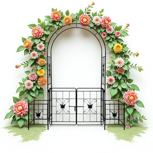 VOSUJA Garden Arch Arbor Trellis for Climbing Plants with Gate, Durable ...