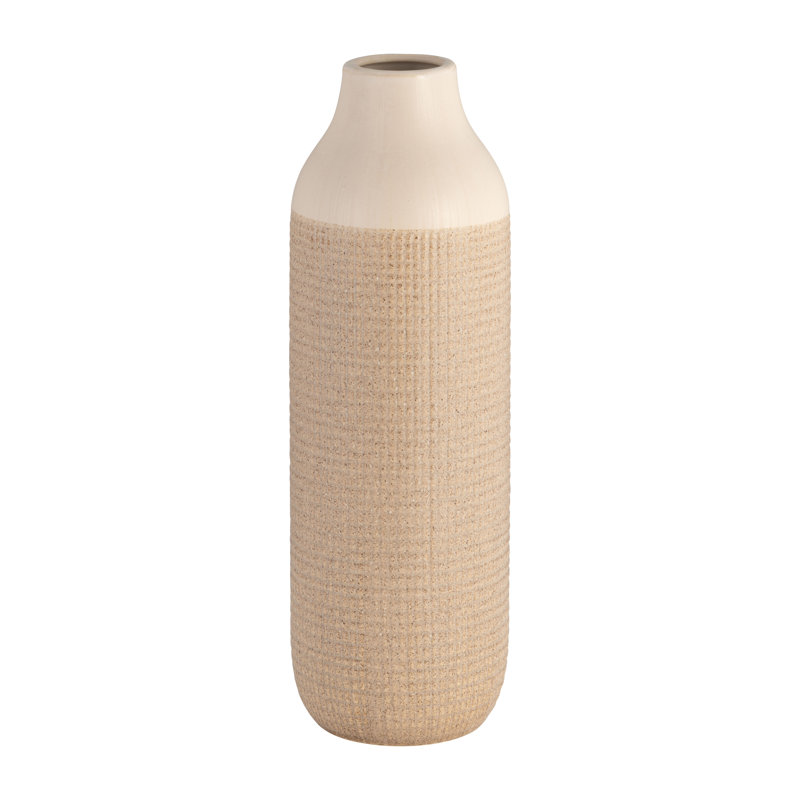 Vase en céramique Chartres Chartres, H 20 po x l 6 po x P 6 po, 2 tons de brun clair