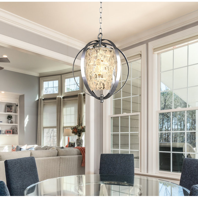 Dennita 12.6 - Inch Unique Statement Globe Pendant with Crystal Accents