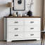 Commode double à 6 tiroirs avec panneau supérieur rustique Emryss-1650728881