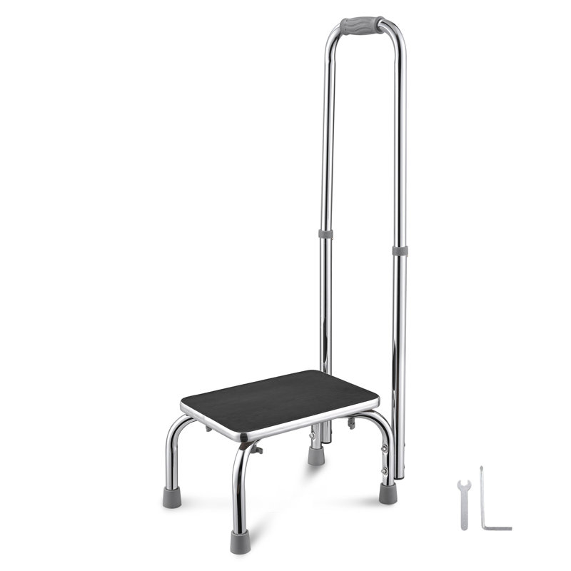 Step Stool with Handle for Ederly 10 Level Height Adjustable Non Skid Rubber Platform