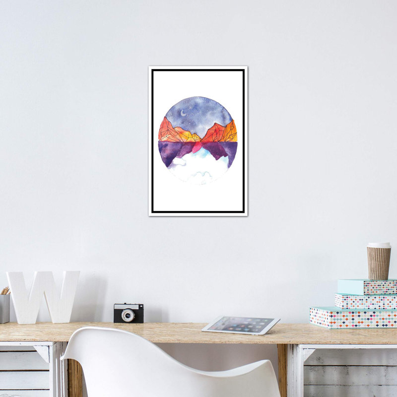 Art circulaire, H 26 po x l 18 po x P 1,5 po, Toile blanche encadrée