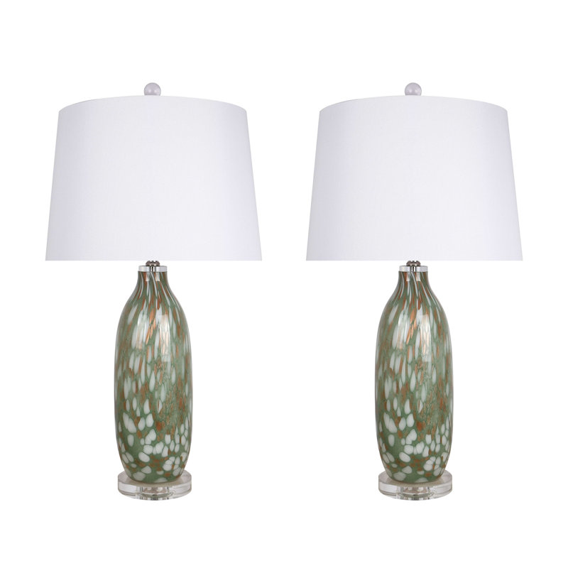 Lampe de table Verdant Glow - verre d'art vert - ensemble de 2