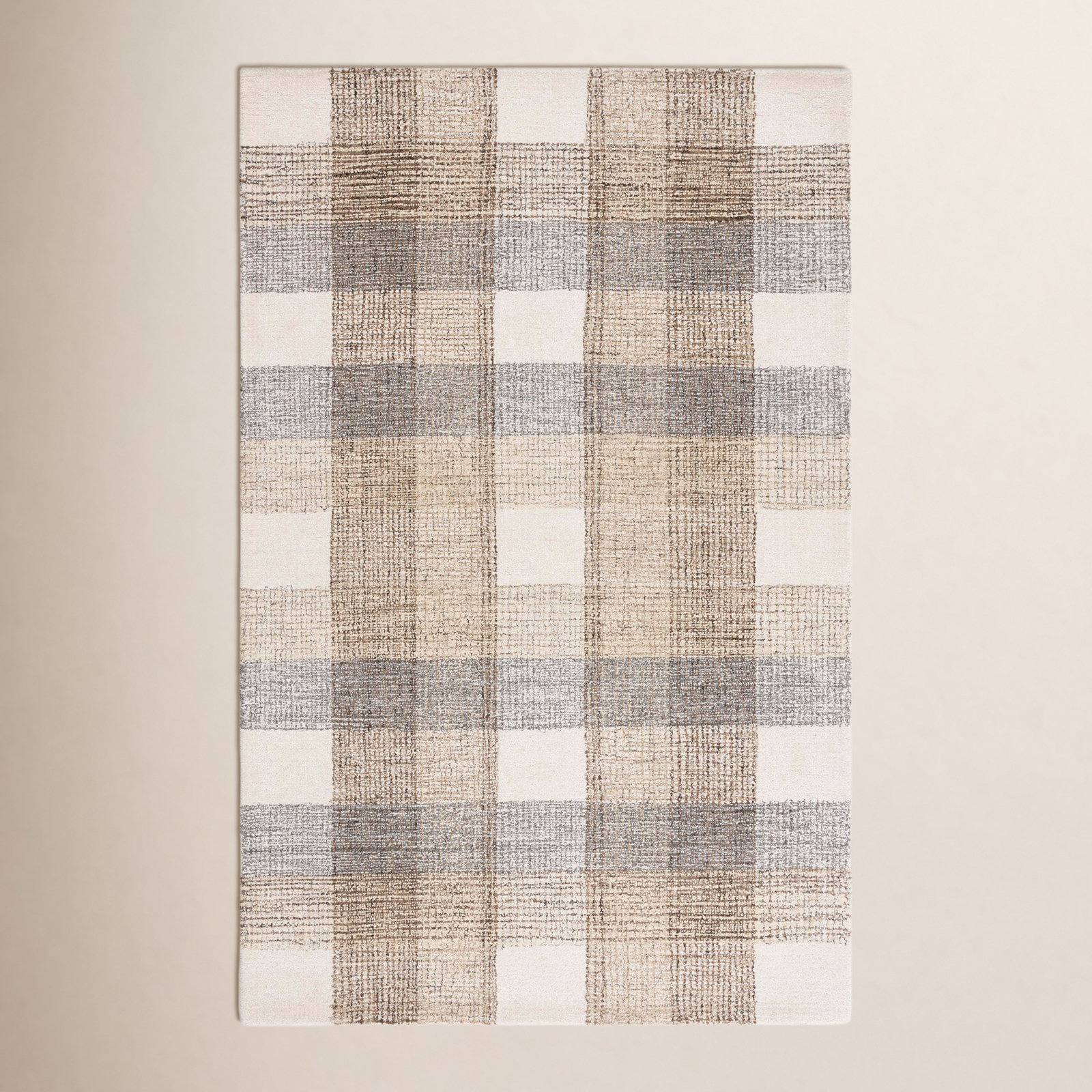 Hand-Tufted Wool Plaid Rug, Rectangle 4' x 6'