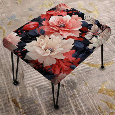 Rustic Enchanting Pink Floral Impression - Floral Rectangle Ottoman