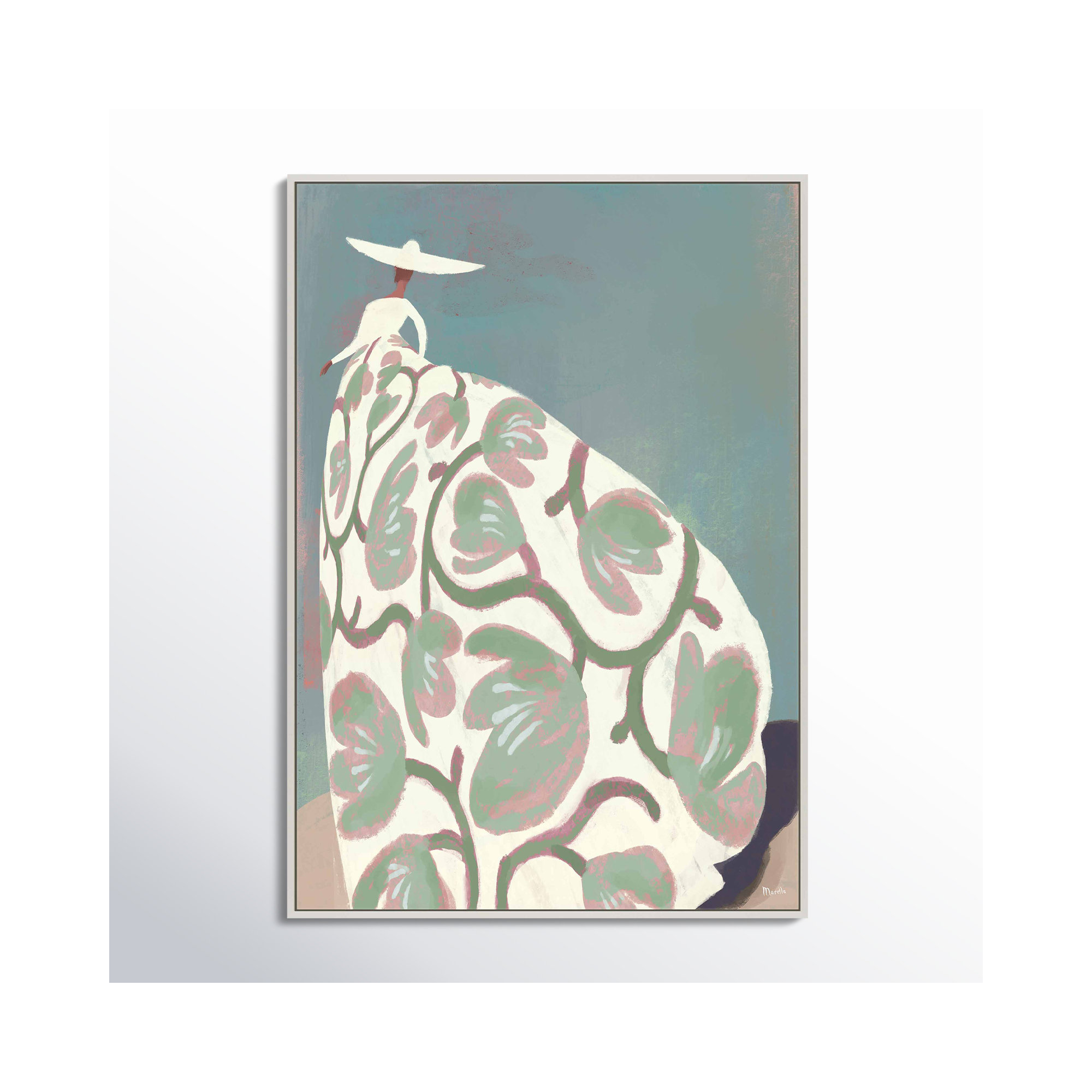 Beach Day by Marco Marella For Studio M, White Canvas Framed, 30" H x 21" W