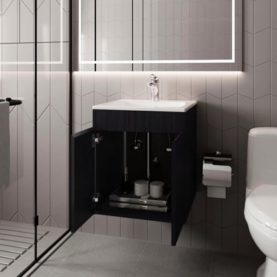 Two - Door Bathroom Vanity With Seamless Sink Ample Storage, Sleek Sophisticated, 20.8In Height Finished Integrated Basin And Doors Waterproof Cabinetry, Clutter Centerpiece, 17.7In Wide