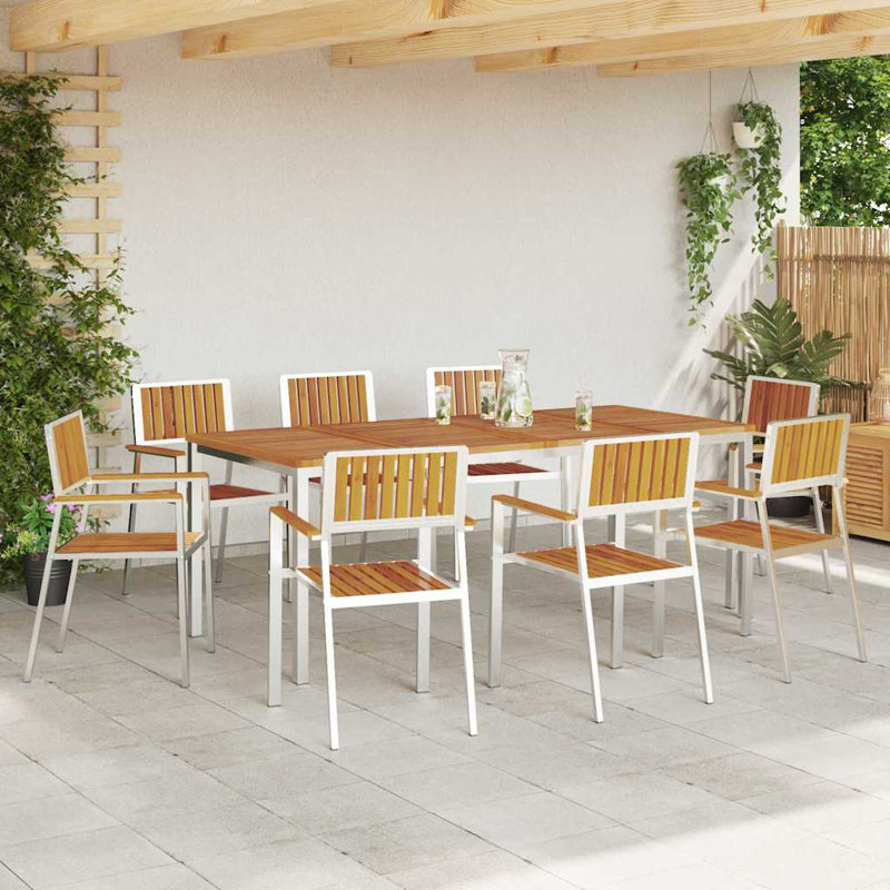 8 - Person Wood Patio Dining Set with Rectangular Table