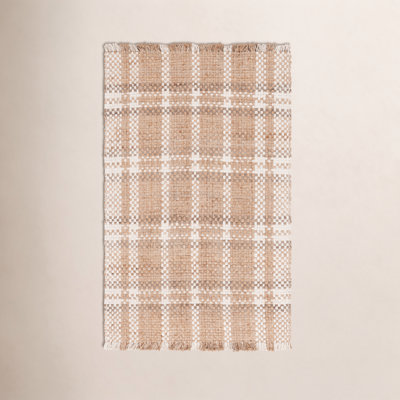 Hand-Woven Plaid Jute Rug