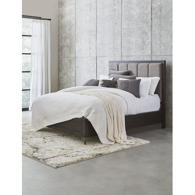Upholstered Panel Bed In Vintage Coffee