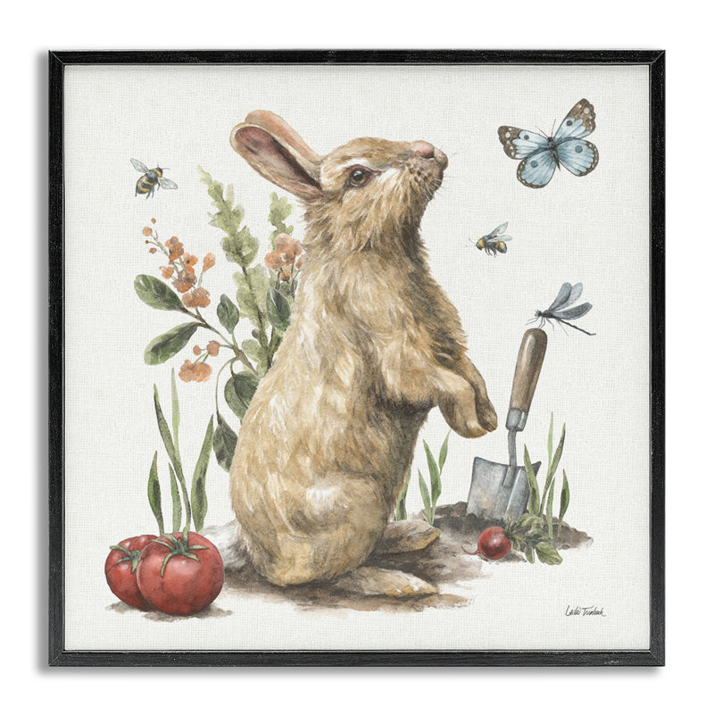 «Garden Patch Rabbit», estampe numérique par Leslie Trimbach, H 24 po x l 24 po, Estampe numérique Farmhouse