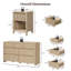 Ensemble de chambre à coucher moderne 3 pièces, commode 6 tiroirs et 2 tables de chevet, conception peu encombrante-32950464