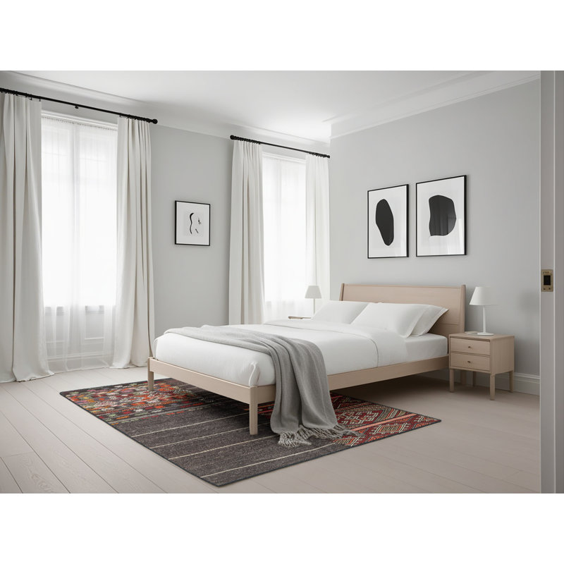 Tapis contemporain noir / rouge, Rectangle 5 pi x 7 pi