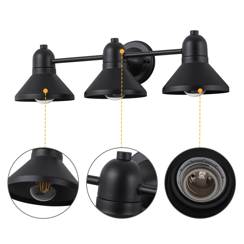 Éclairage pour salle de bain 23,5 po à revêtement en poudre 3 lumières