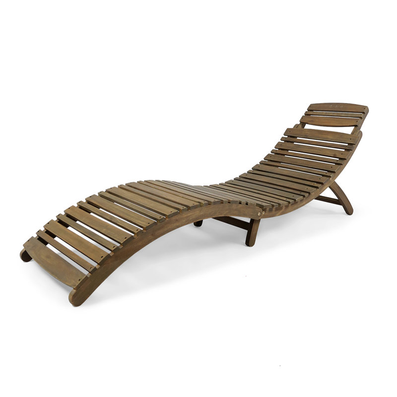 Baldesi 72.75" Long Acacia Single Chaise, Gray