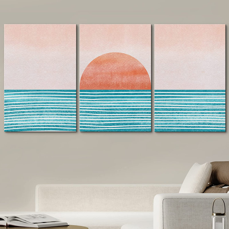 3 pièces d'art audacieux, H 24 po x l 48 po, Toile tendue