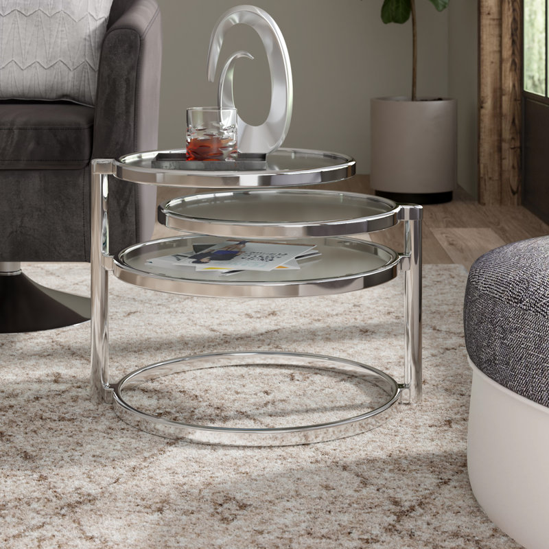 Acuna Open Coffee Table, Clear, Silver